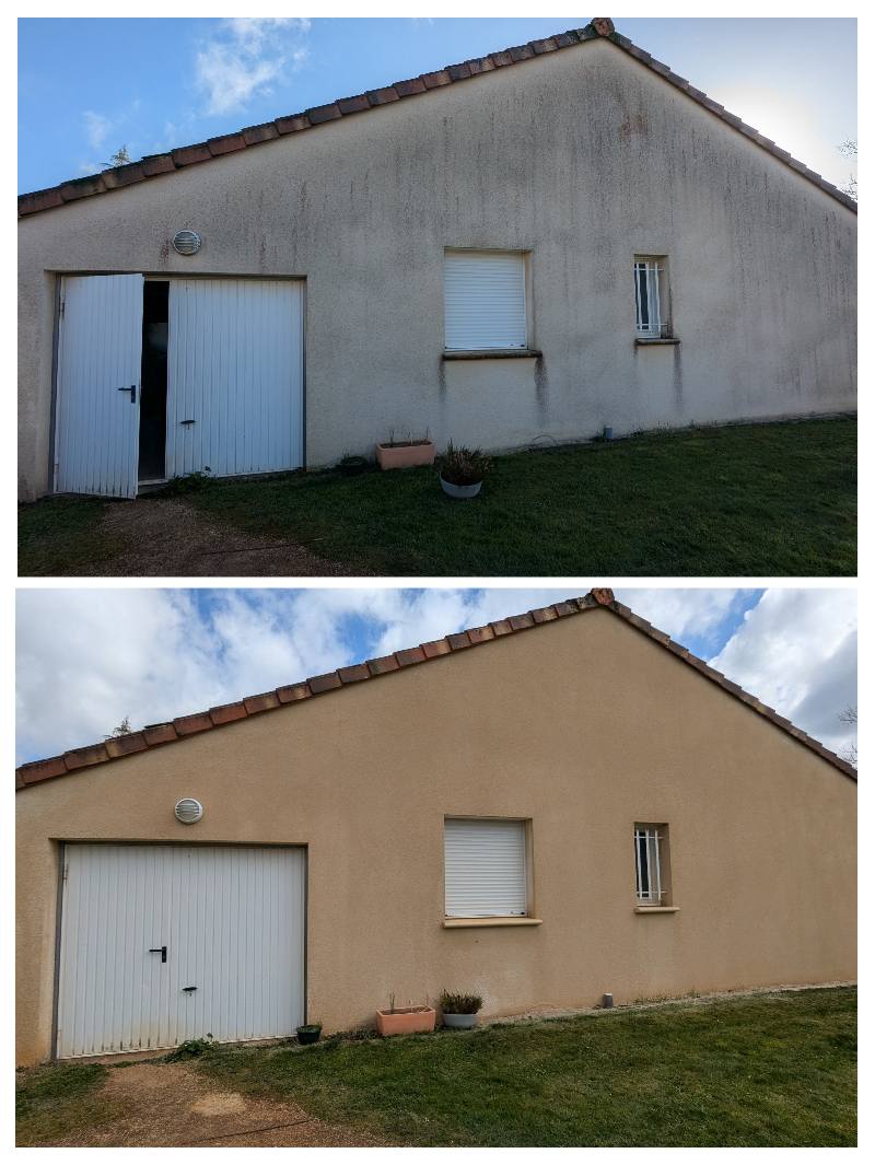 Avant apres nettoyage facade en Haute-Garonne 31 par SI-DRONE