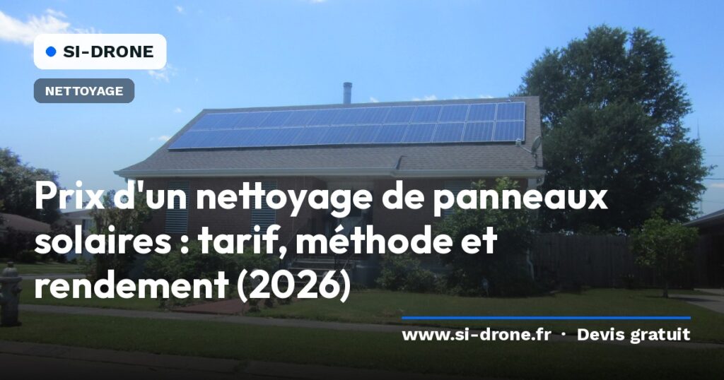 Panneaux photovoltaïques avec le titre Prix d’un nettoyage de panneaux solaires.