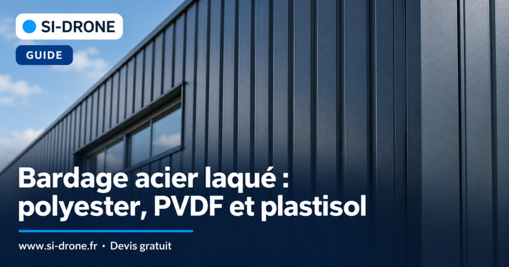 Illustration d’un bardage en acier laqué pour le guide polyester, PVDF et plastisol